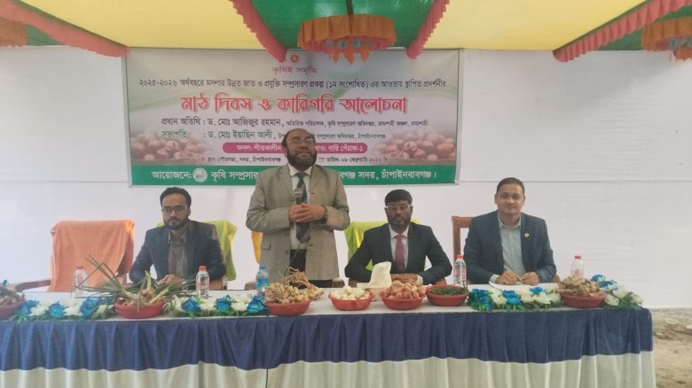 চাঁপাইনবাবগঞ্জে মসলার উন্নত জাত সম্প্রসারণে মাঠ দি...