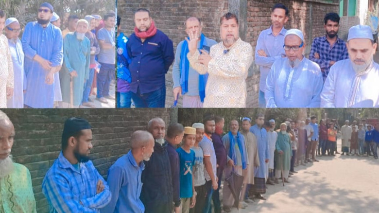 চাঁদাবাজি ও হামলার অভিযোগে গ্রামবাসীর মানববন্ধন চা...