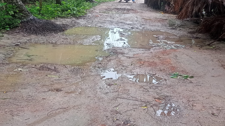 তেরখাদায় ইটের সোলিংয়ের রাস্তা ভেঙে খানাখন্দ,ভোগান...