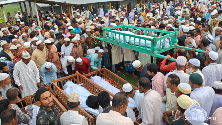 চার প্রাণের বিদায়ে কাঁদছে বিরামপুর—একসাথে জানাজায় ...